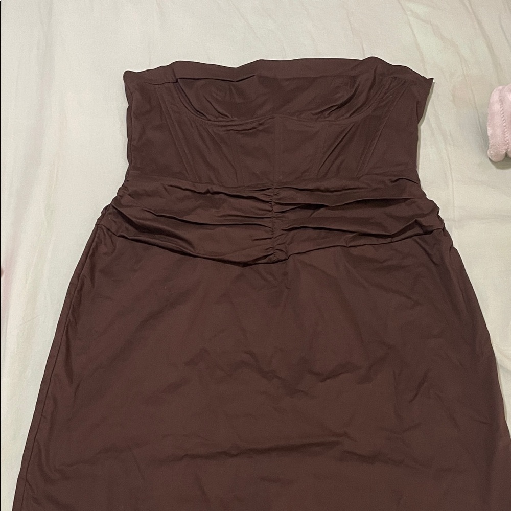 Fashion Nova Chocolate Strapless Dress